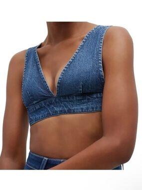 NWT TRIARCHY Vista Denim Crop Bra Top S